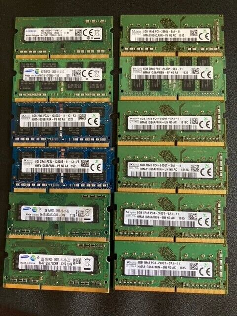SK HYNIX 8 GB 1RX8 PC4 (X 6), SK HYNIX 8GB 2RX8 PC3L (X2), SAMSUNG 8GB PC3L (1)