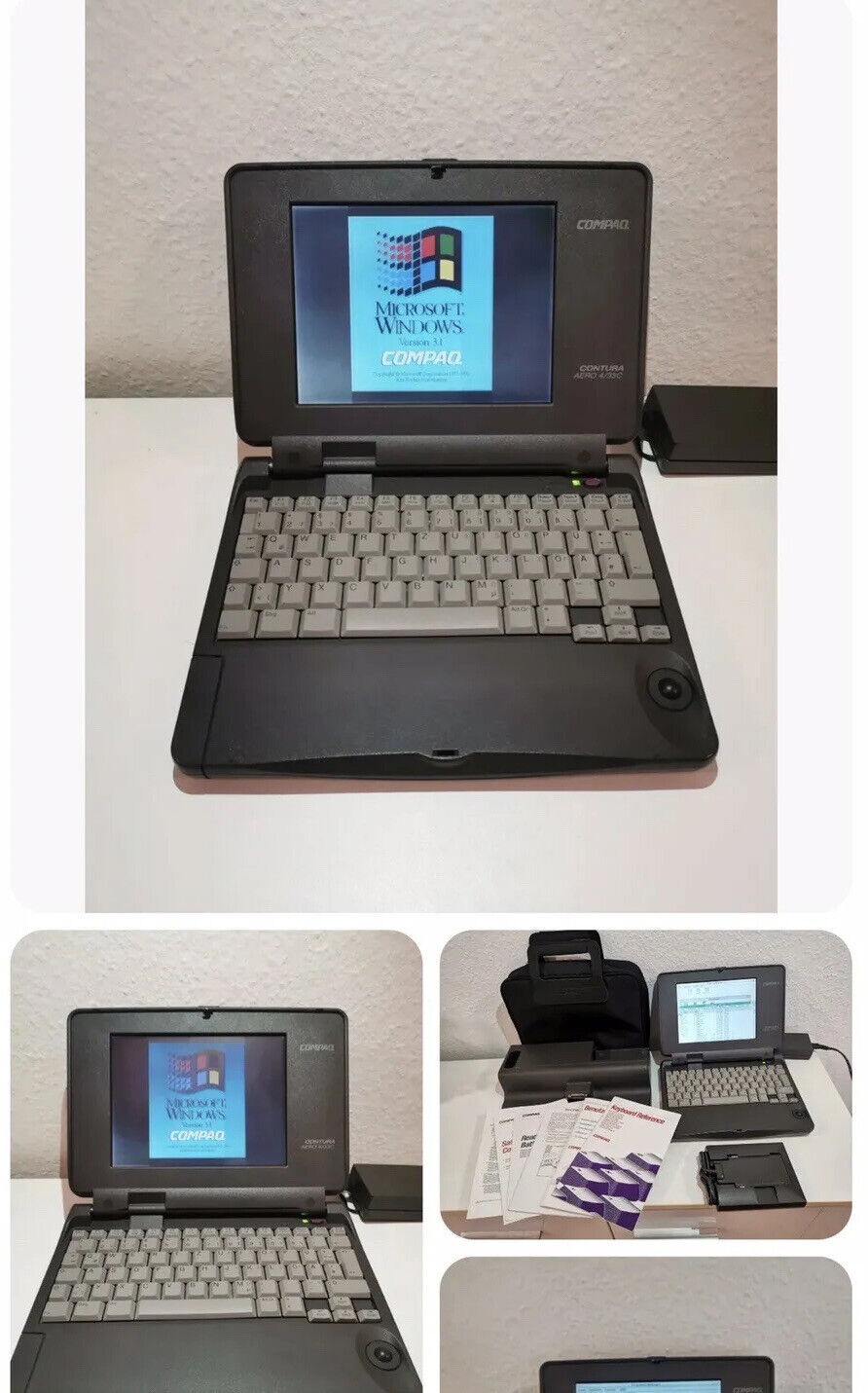 Vintage Compaq Contura AERO 4/33C Notebook Rarity Window￼s 3.1 Floppy And Dock