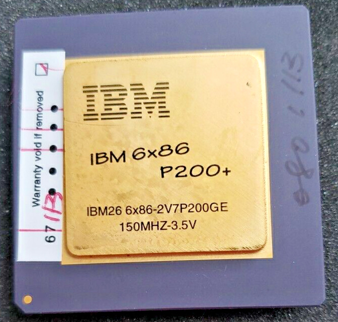 IBM 6x86 P200+ 2V7P200GE 150mhz 3.5v 88H1546 Cyrix Vintage Rare GOLD Processor