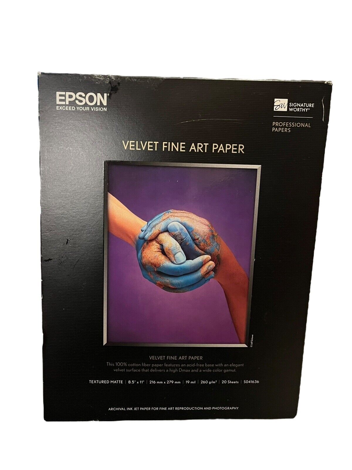 Epson -Velvet Fine Art Paper (8.5x11 Inches 20 Sheets) Textured Matte S041636 C5