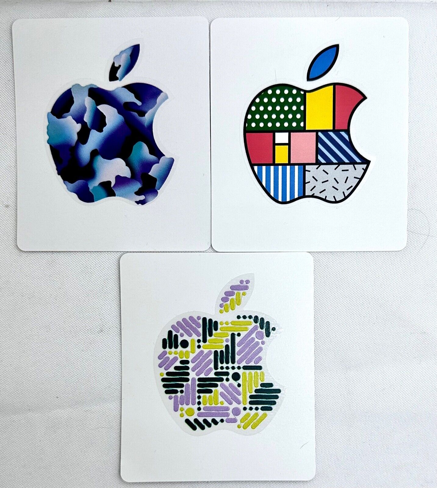 Genuine Apple Logo Stickers - Rare Hard to fine -Lot of 3 - 