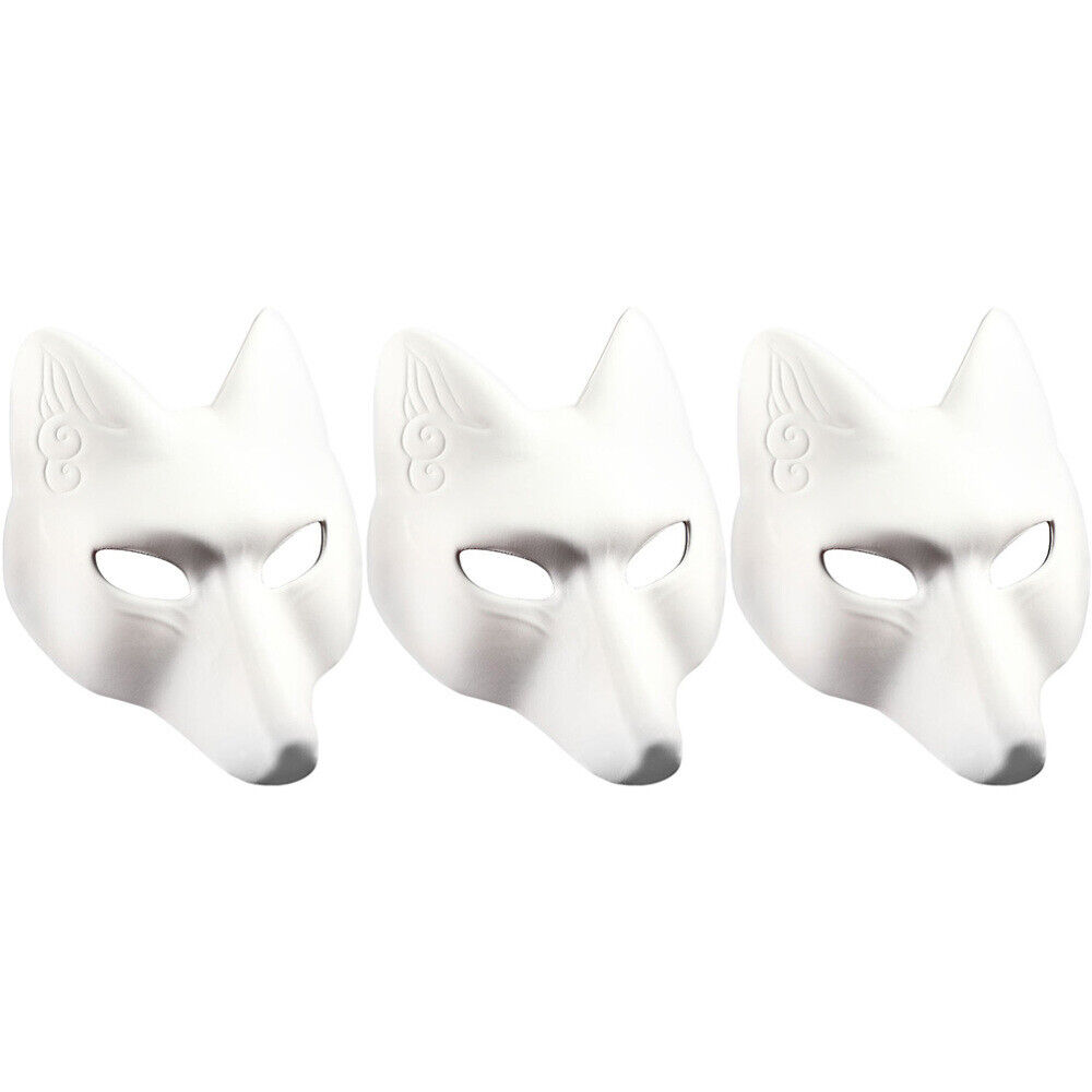  3pcs Blank Fox Masks Blank Masks DIY Hand Painted Masks Masquerade Fox Masks