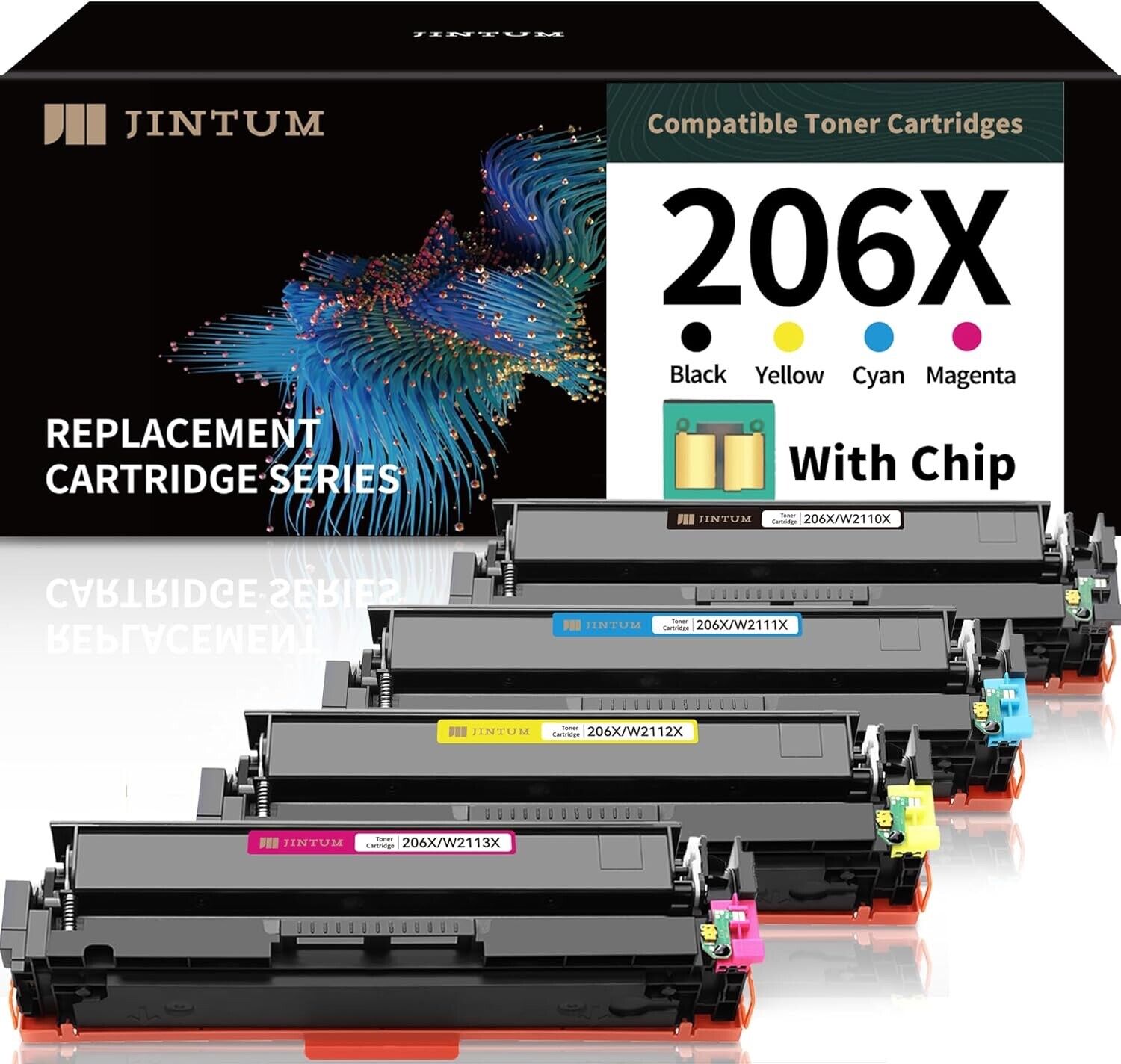 206X High-Yield Toner w/Chip, Compatible w/ HP, Sharp Prints, Set of 4 - NEW