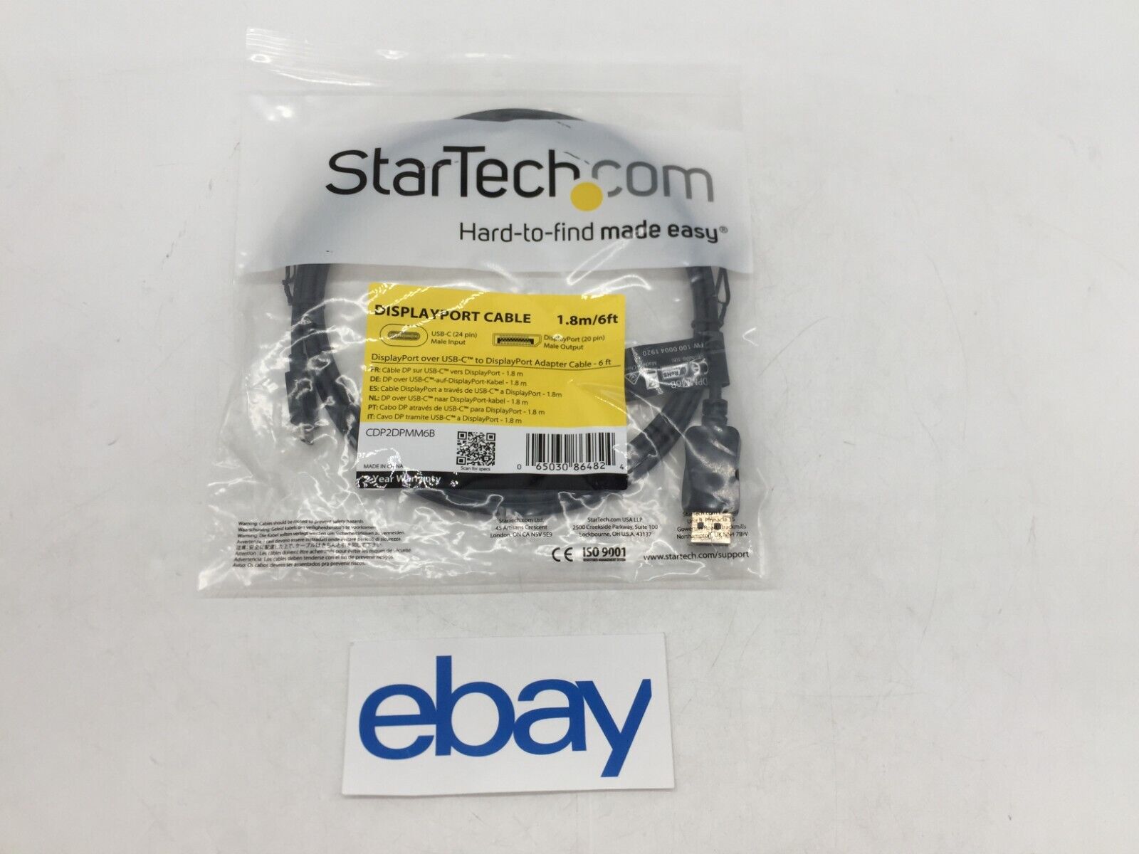 NEW STARTECH USB-C to DisplayPort Cable Adapter 6FT FREE S/H