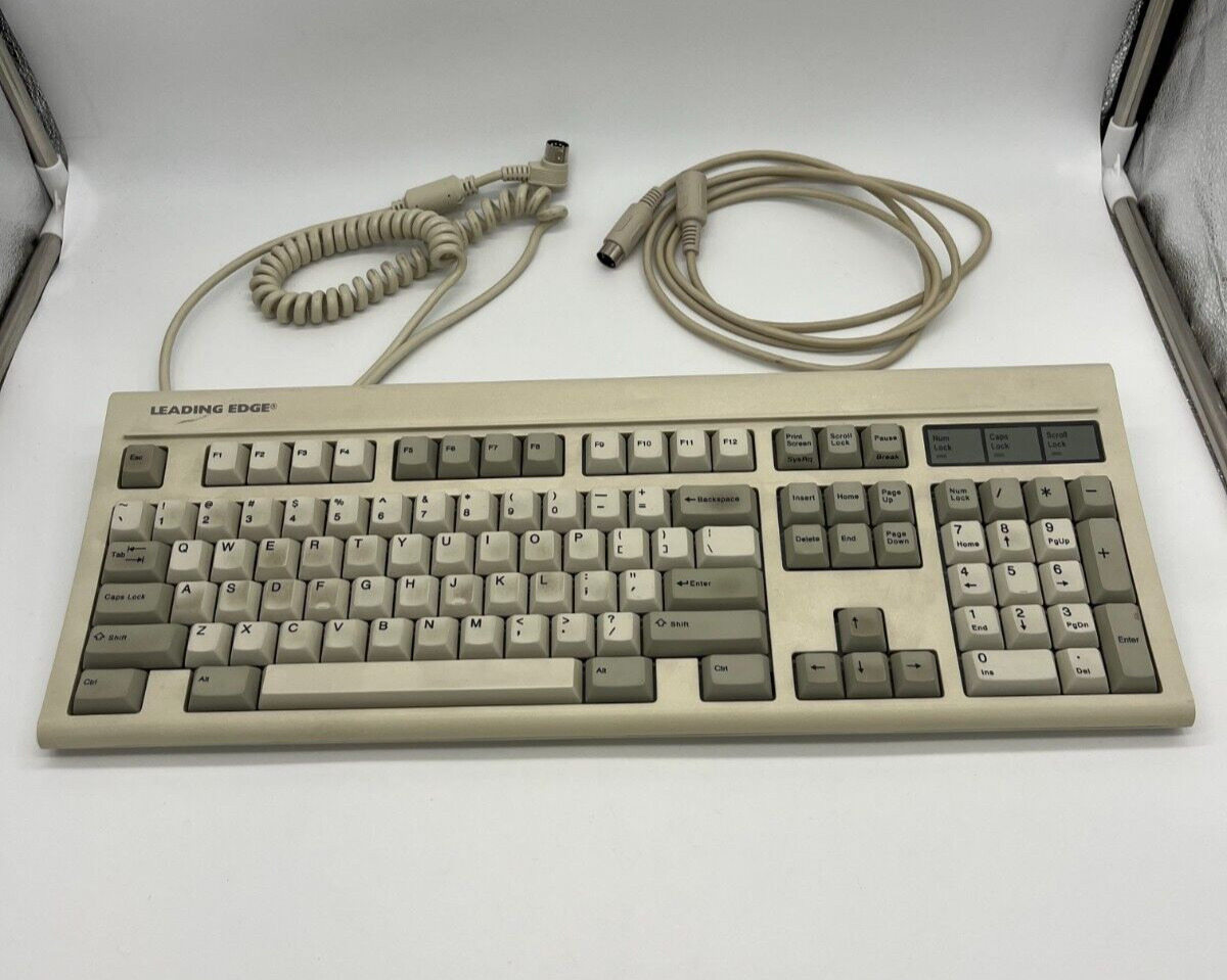 RARE Vintage Leading Edge SKM-1030 Keyboard Futaba Linear w/Extension Cord Korea