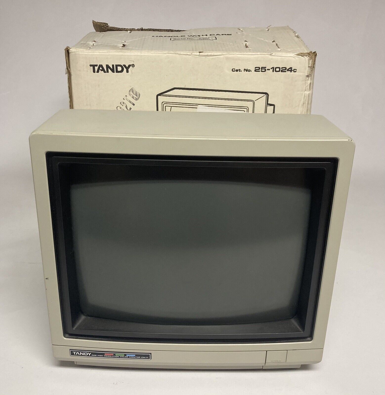 TESTED Vintage Tandy RGB Color Monitor CM-11 25-1024C Original Box Packaging