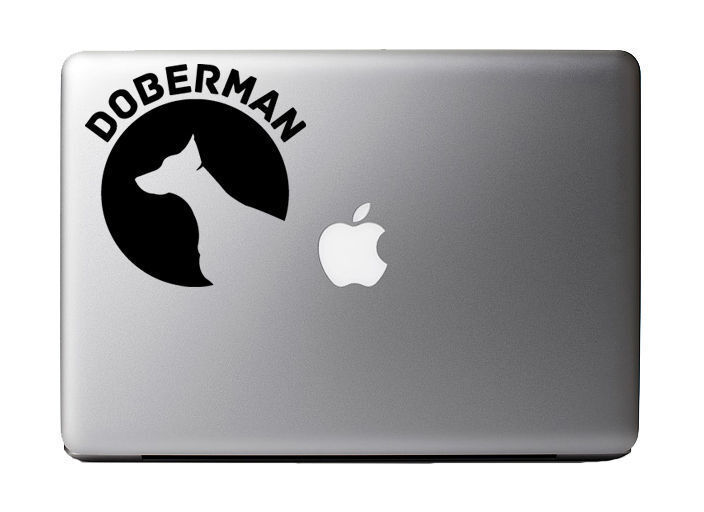 Doberman Dog Breed Pride Black Vinyl Decal for Windows / Apple MacBook Laptop