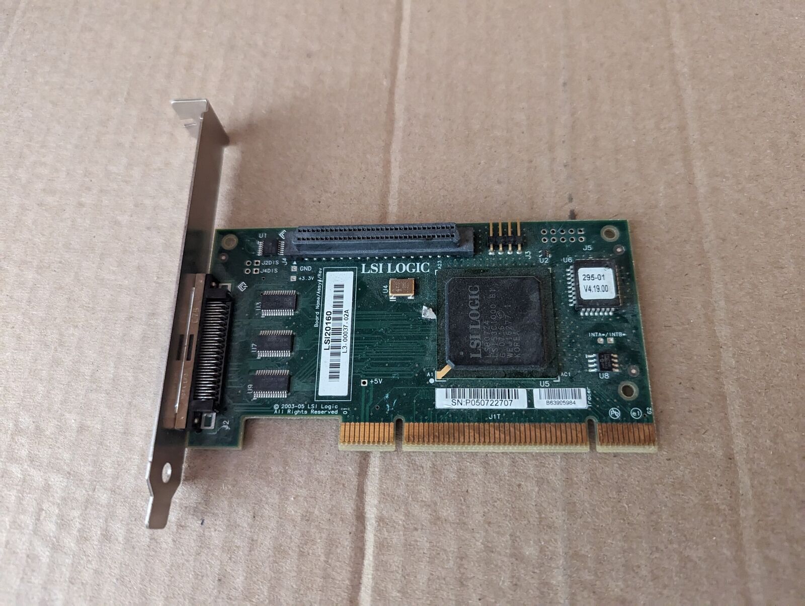 LSI LOGIC LSI20160 PCI SCSI RAID CONTROLLER CARD L3-00037-02A V5-5(10)