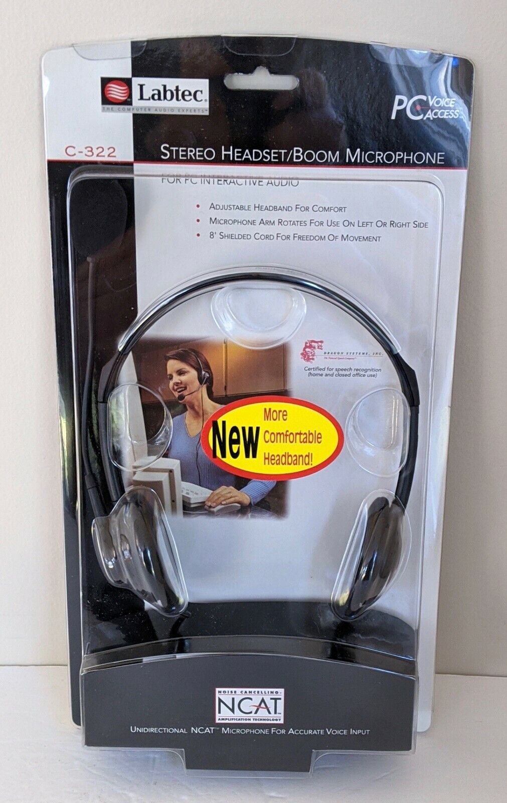 Labtec C-322 Stereo Headset/Boom Microphone New in Package