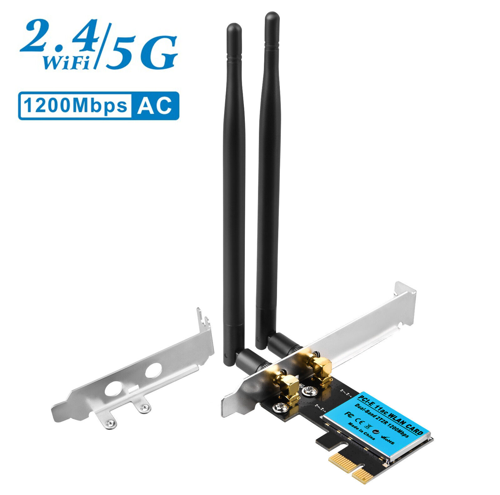 Dbit 1200Mbps PCI-E Wireless WiFi WLAN Card 2.4/5GHz Dual Band Network Adapter
