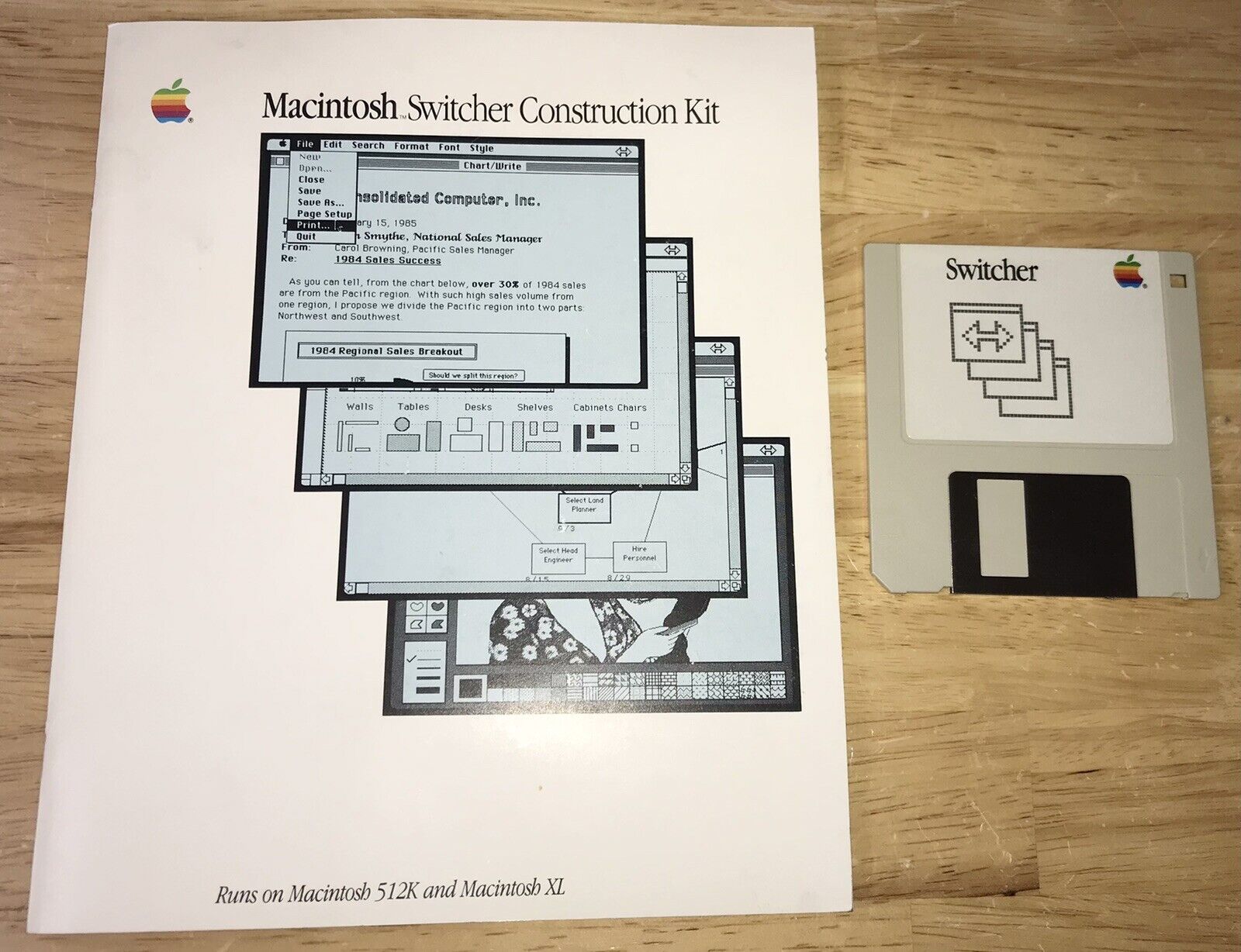 1985 Macintosh 512K Switcher Construction Kit Andy Hertzfeld Disk+Guide Mac RARE