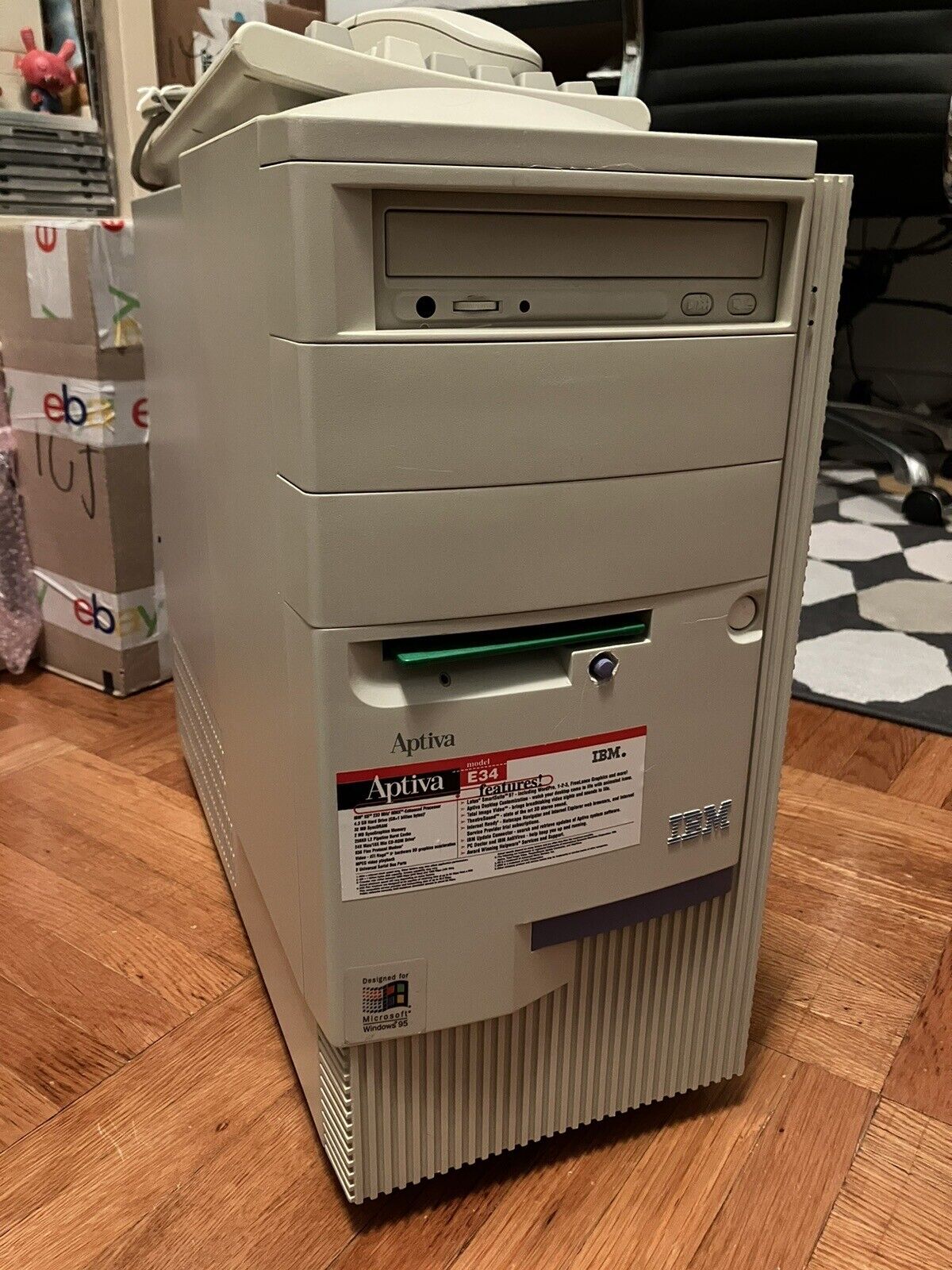 IBM Aptiva E34,AMD K6 233 MMX, 64MB RAM, 8GB HDD + Keyb&Mouse Vintage Retro PC