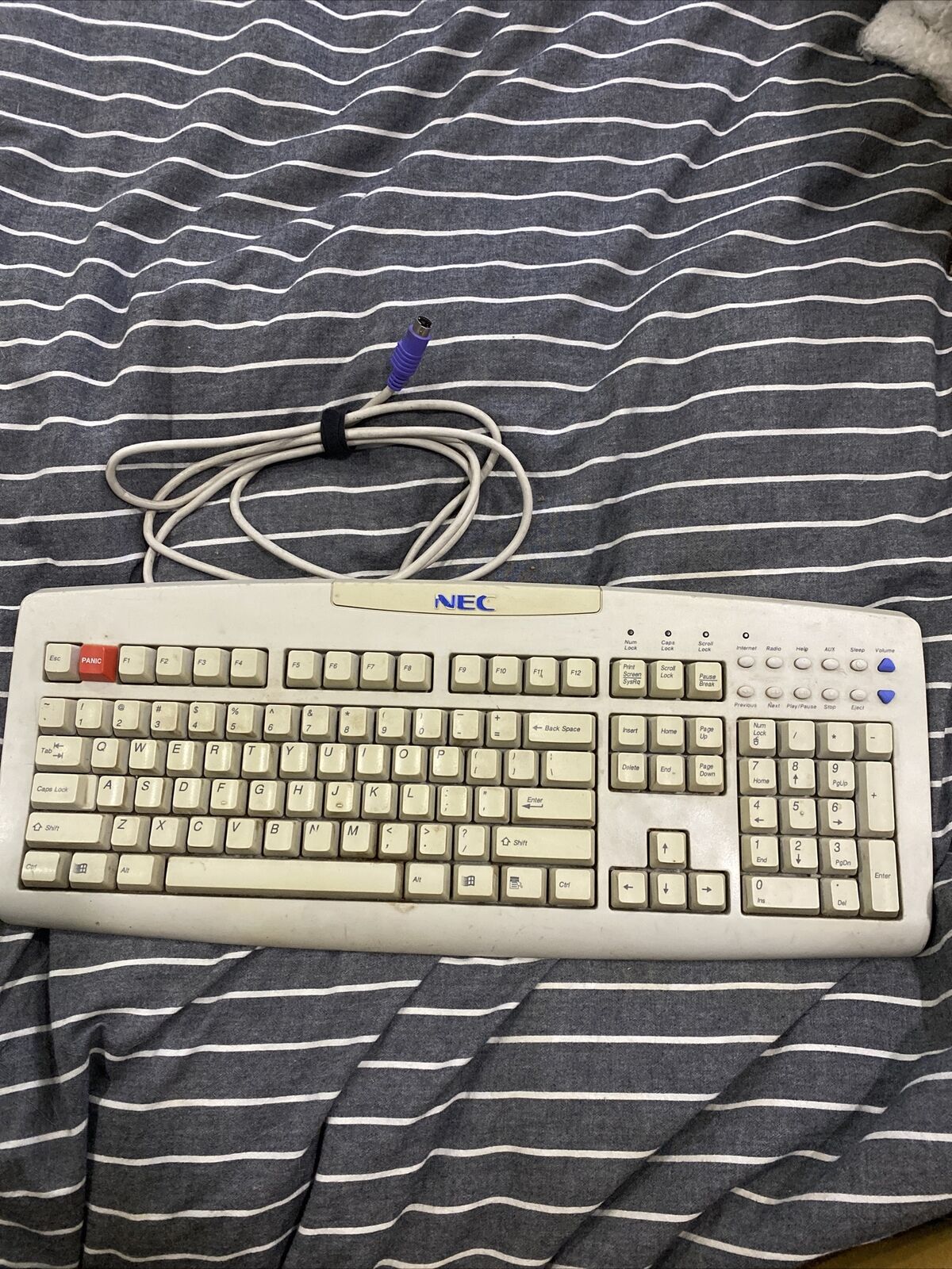 Vintage NEC Clicky Keyboard With Panic Button Sk 1300