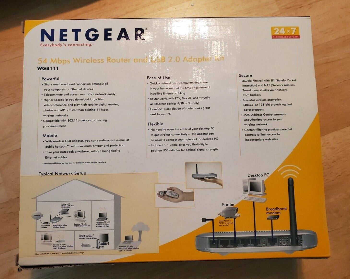 NETGEAR WGB111 54 Mbps 2.4 GHz 5x FASTER THAN 802.11 WIRELESS WIFI ROUTER MODEM