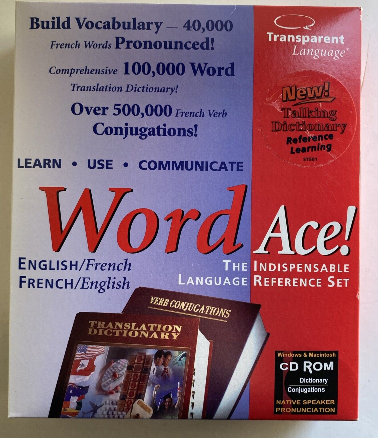 WORD ACE ENGLISH FRENCH CD ROM 100,000 Words