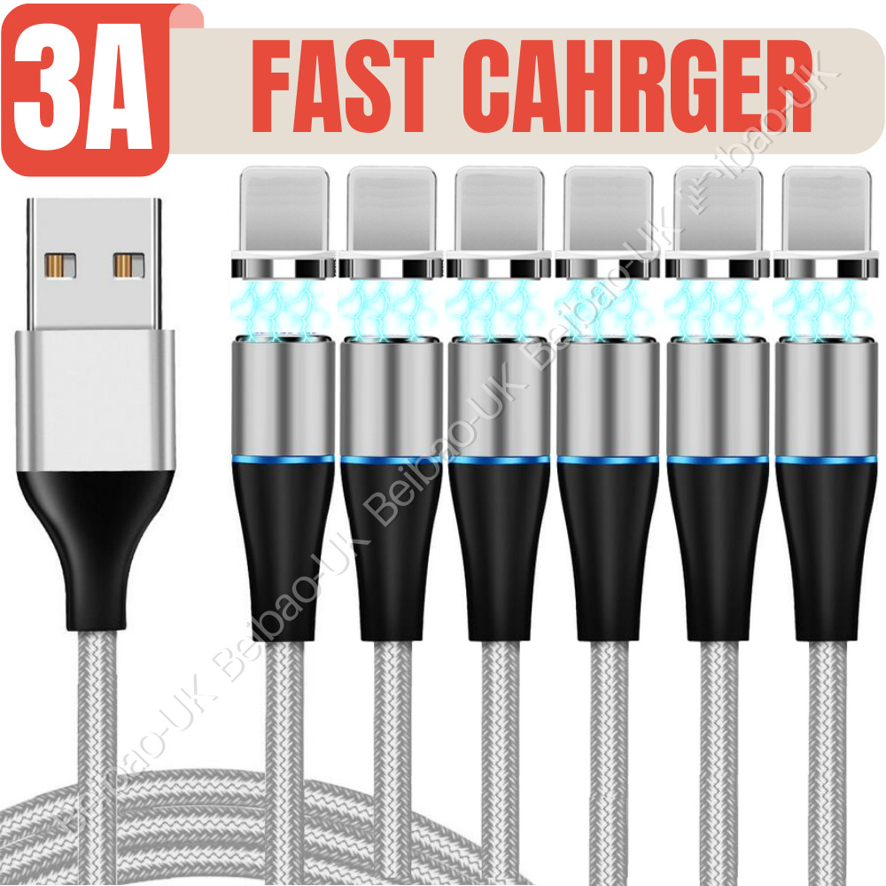 3/6 Pack Magnetic USB Data Cord 3A Fast Charger Cable For iPhone 13 12 11 XR Lot
