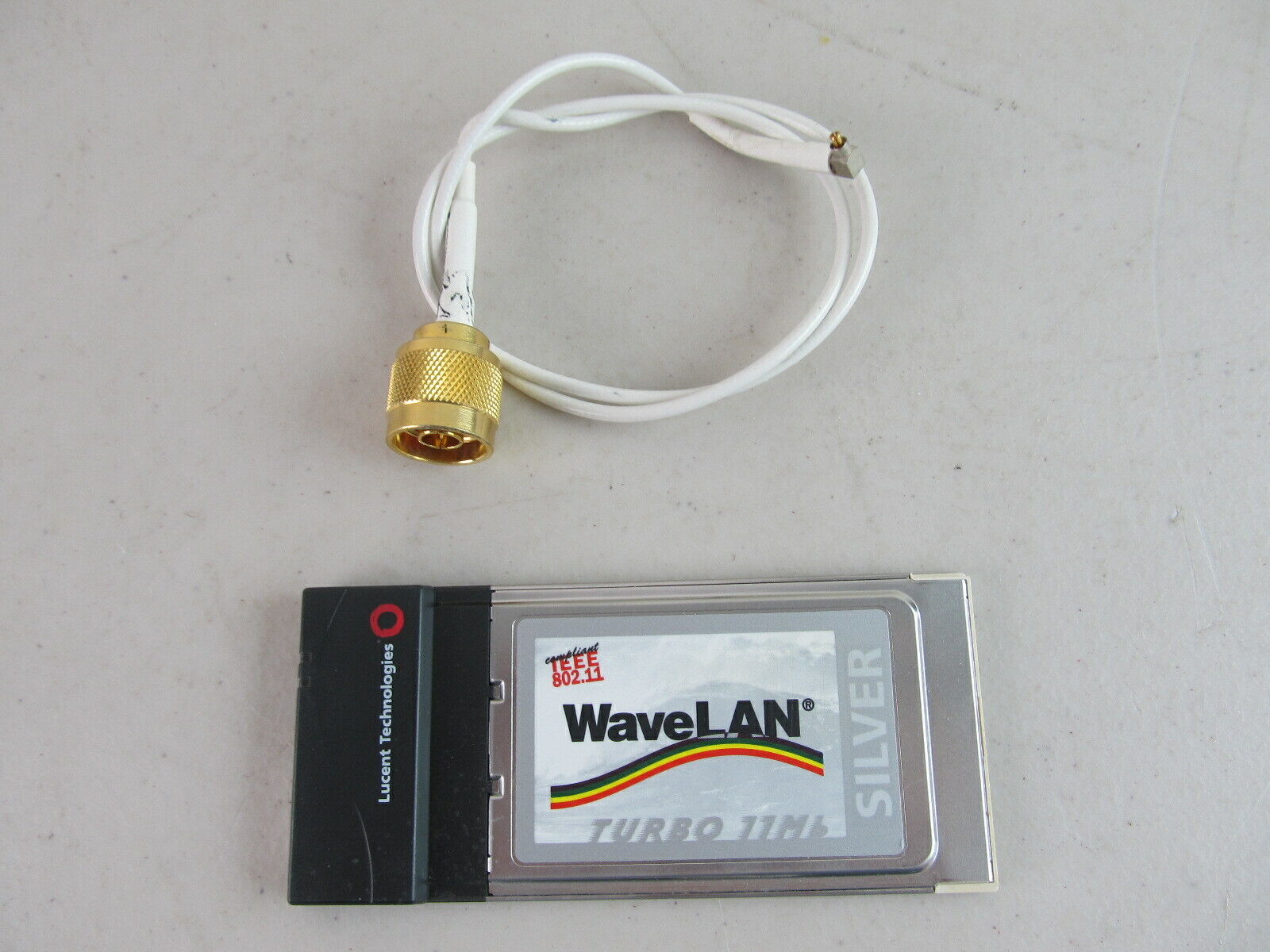 Silver Lucent Wavelan Orinoco PCMCIA PC Card 802.11b Mac Win PC24E-H-FC +Cable