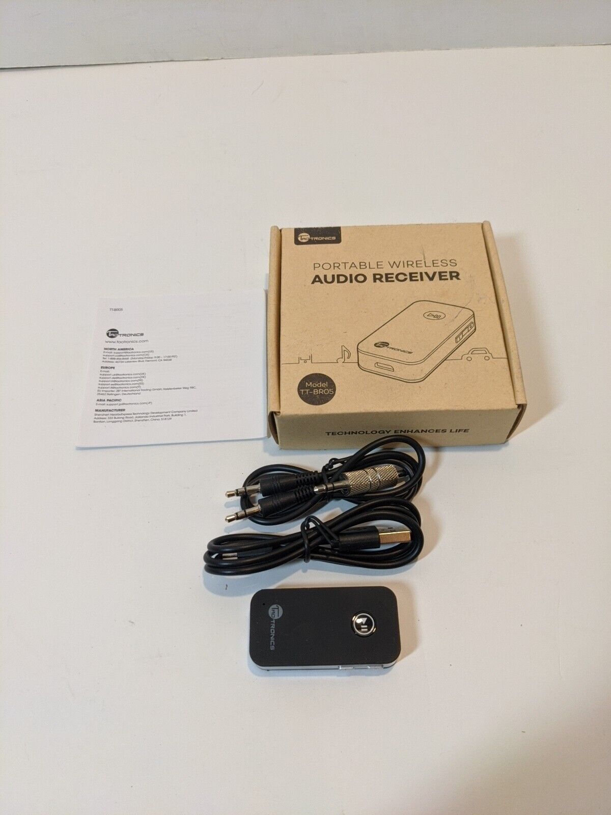 TaoTronics TT-BR05 Bluetooth Audio Receiver Car Kit Portable Wireless Adapter