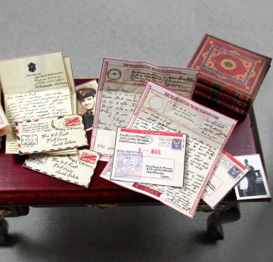 VINTAGE WWII LOVE LETTERS Dollhouse 1:12 Scale Vintage Envelope Post Mail World