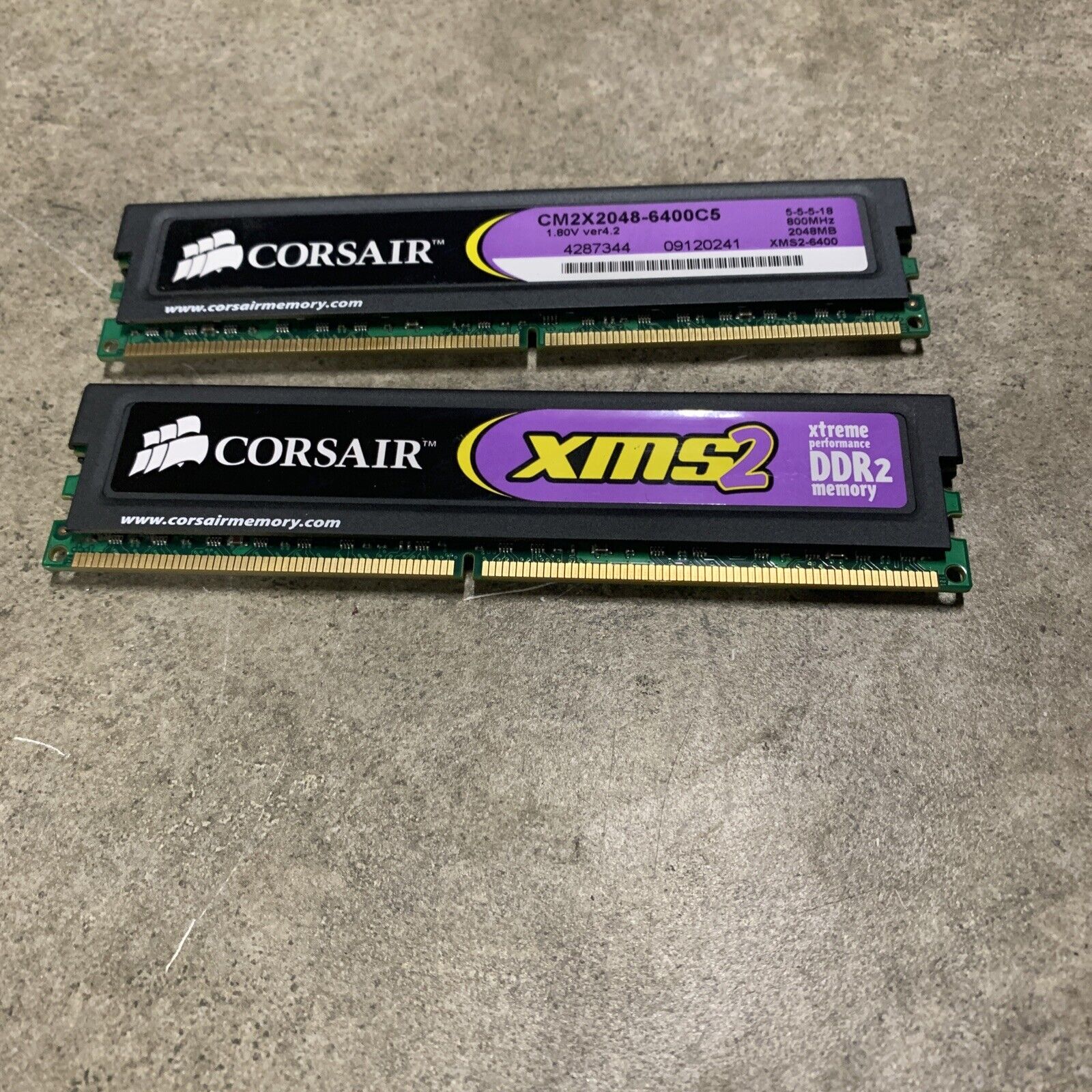 Pair Of 2Corsair XMS2 Xtreme Performance 2x 2gb DDR2 RAM CM2X2048-6400C5 ver4.2