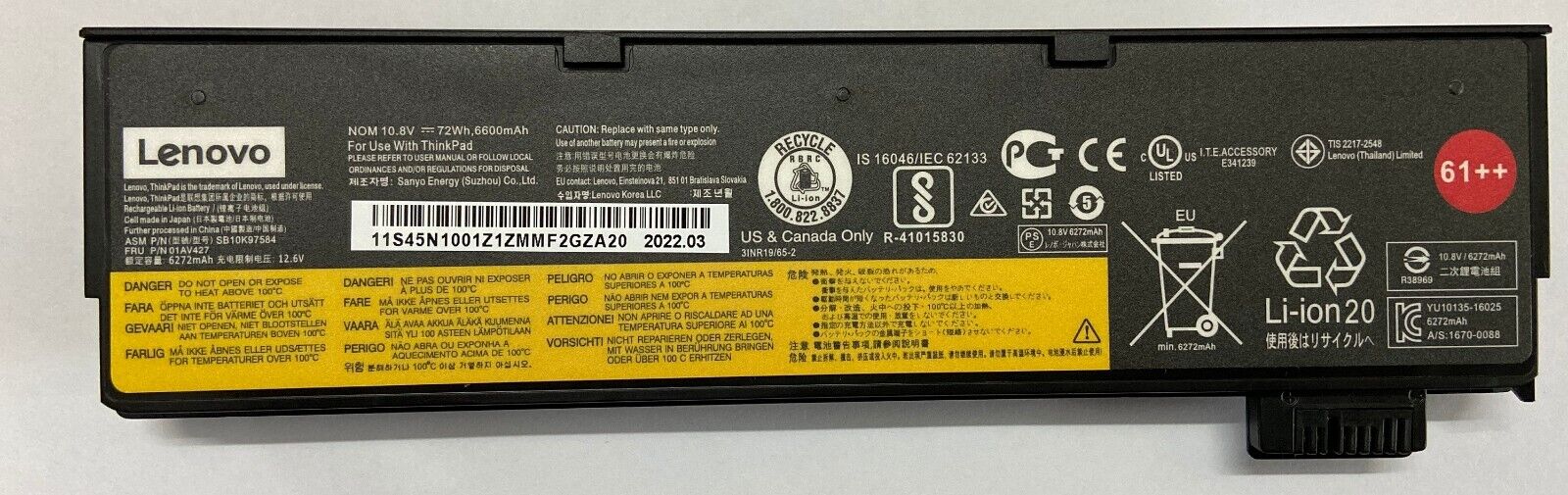 61++ Genuine Lenovo Battery ThinkPad T480 T470 P51S P52S T570 T580 A485 A475 OEM
