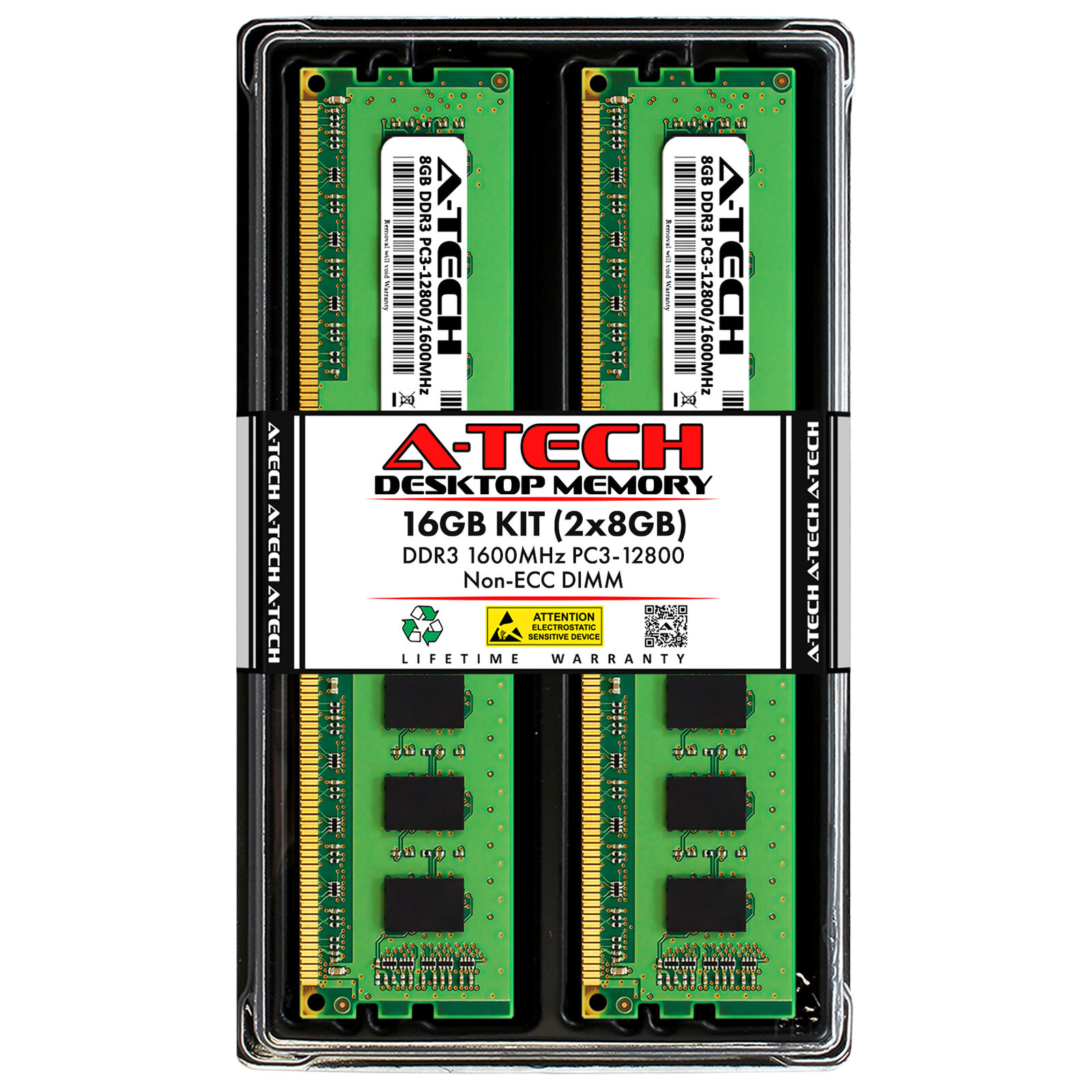 16GB KIT 2 x 8GB DIMM DDR3 NON-ECC PC3-12800 1600MHz 1600 DESKTOP Ram Memory