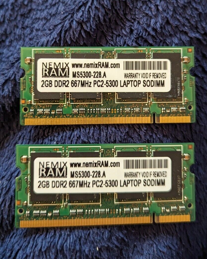 Hynix 4GB KIT 2X 2GB DDR2 667MHz PC2-5300S 200Pin Sodimm Laptop Memory Ram