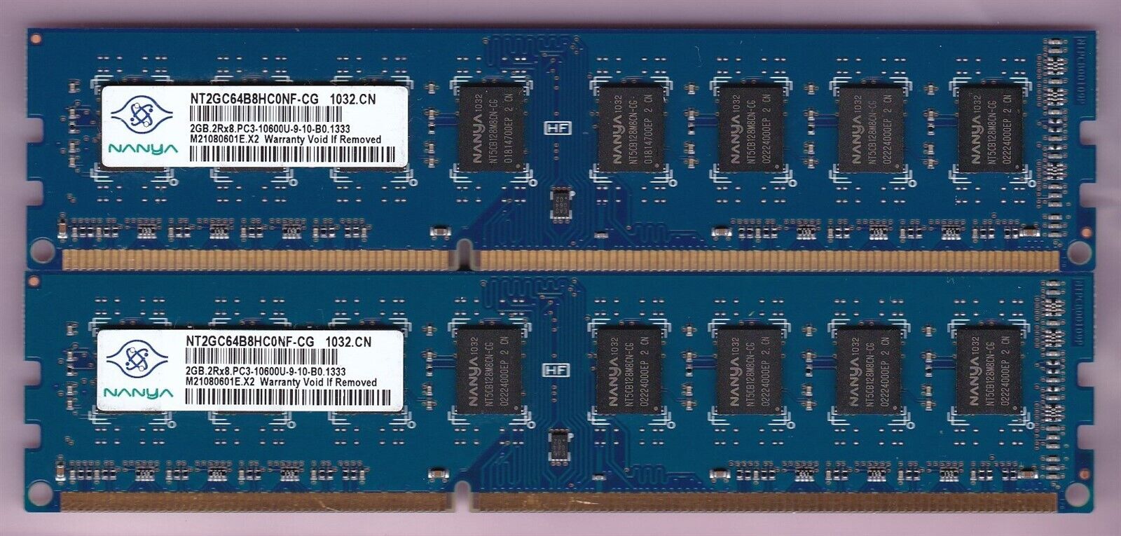 4GB 2x2GB PC3-10600 DDR3-1333 NANYA NT2GC64B8HC0NF-CG BLUE Desktop Memory Kit