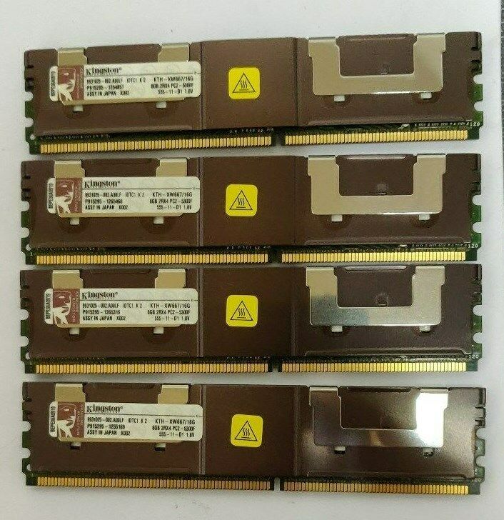 4x Kingston KTH-XW667/16G PC2-5300F 8GB 2Rx4 DDR2 ECC Server Memory Modules