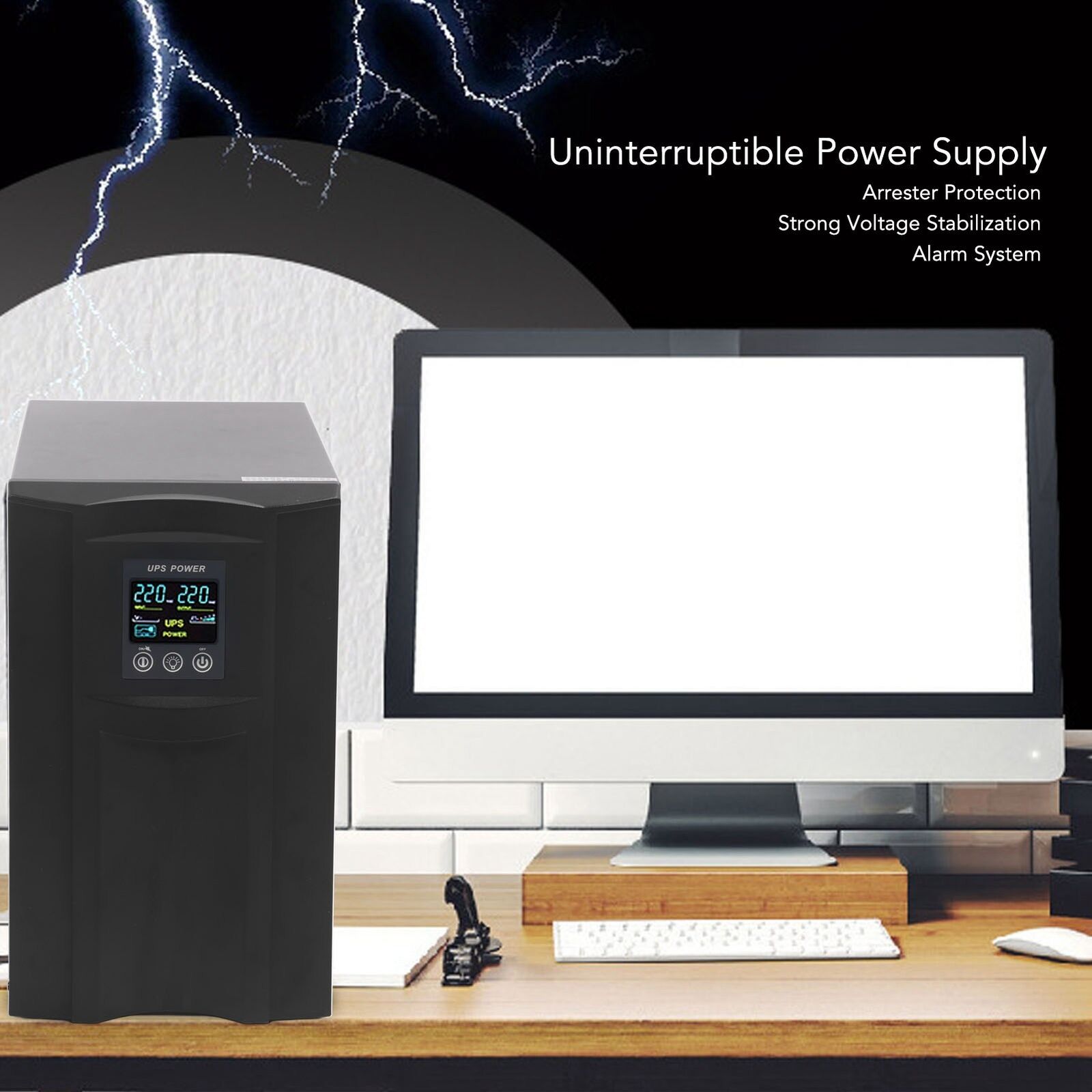 2KVA UPS Power Supply Pure Sine  Online UPS Computer Standby System Multiuse