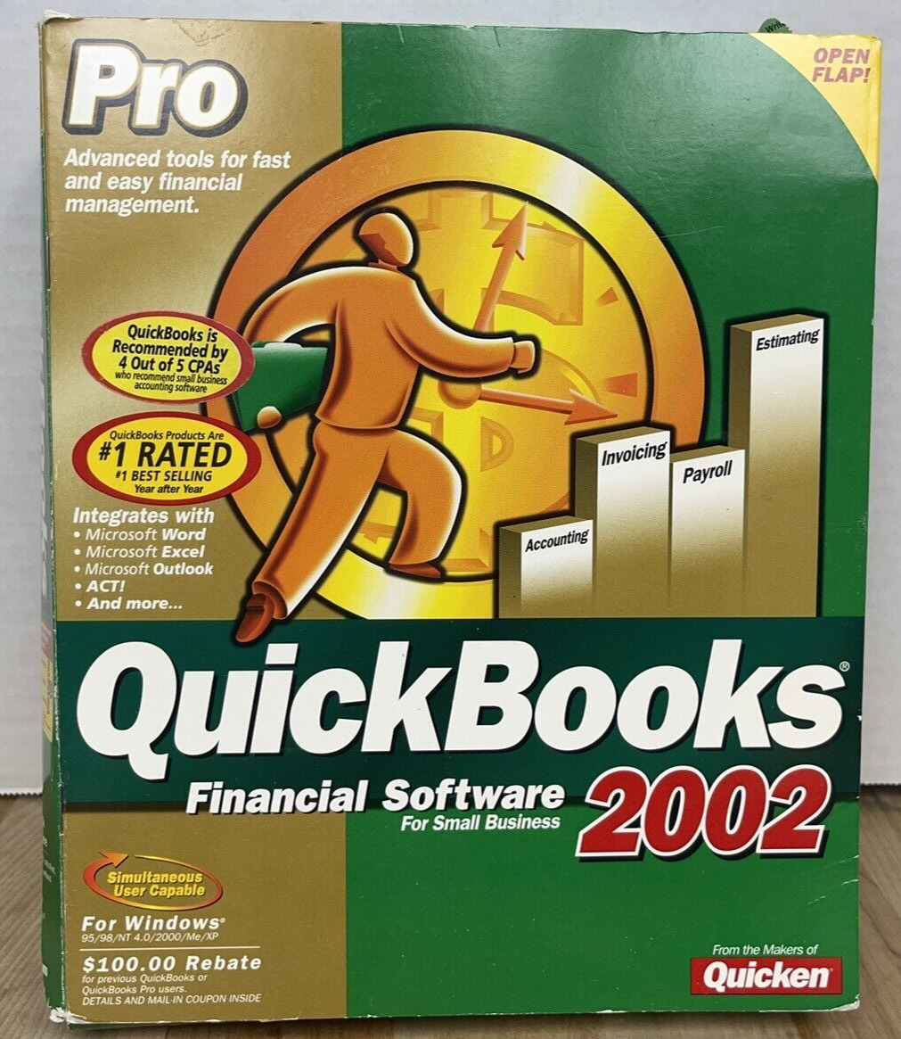 2002 QuickBooks Pro for Small Business Intuit Software with KEY / CODE & Manual