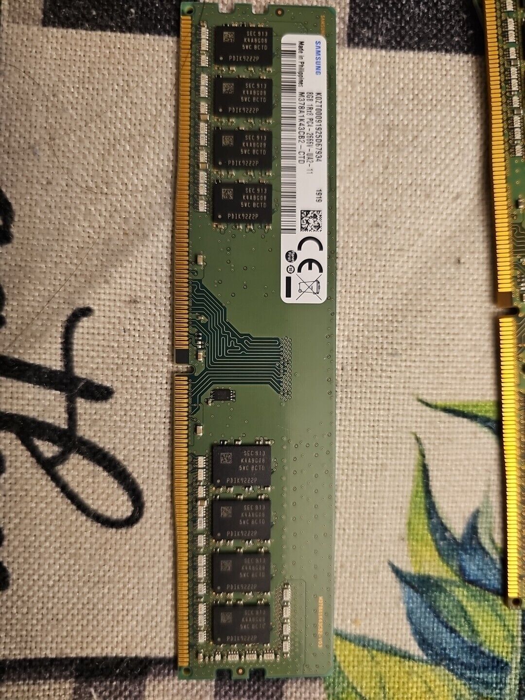 8GB Samsung HP 1RX8 PC4-2666V-UA2-11  PC Memory (P/N 933276-001)