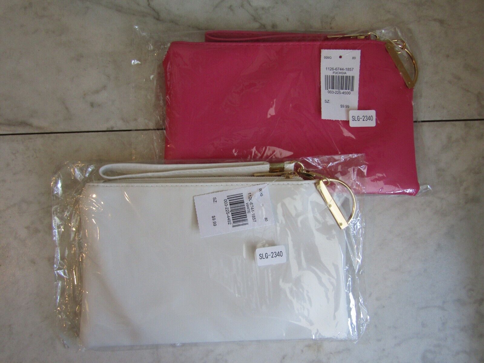 NWT Pink and White Purse/Makeup Pouchs Zip Top Vinyl Lot of 2