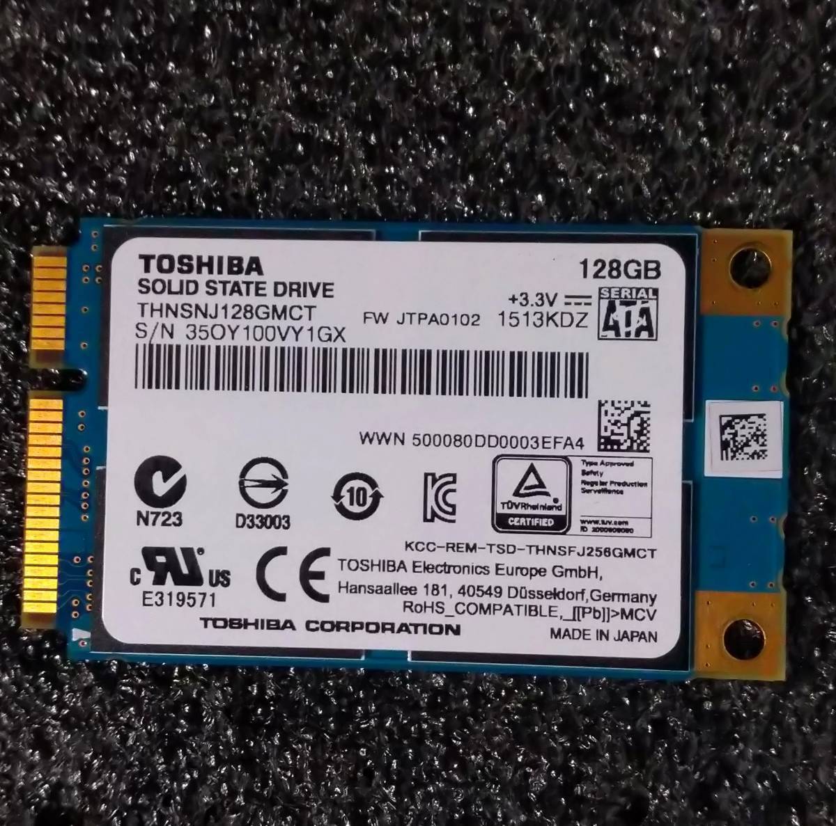 Pre Owned Toshiba THNSNJ128GMCT 128GB mSATA SSD is extremely small