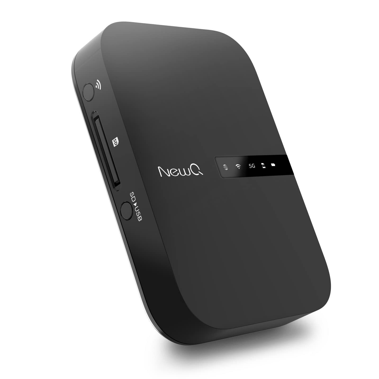 NewQ Filehub AC750 Travel Router: Portable Hard Drive SD Card Reader & Mini W...