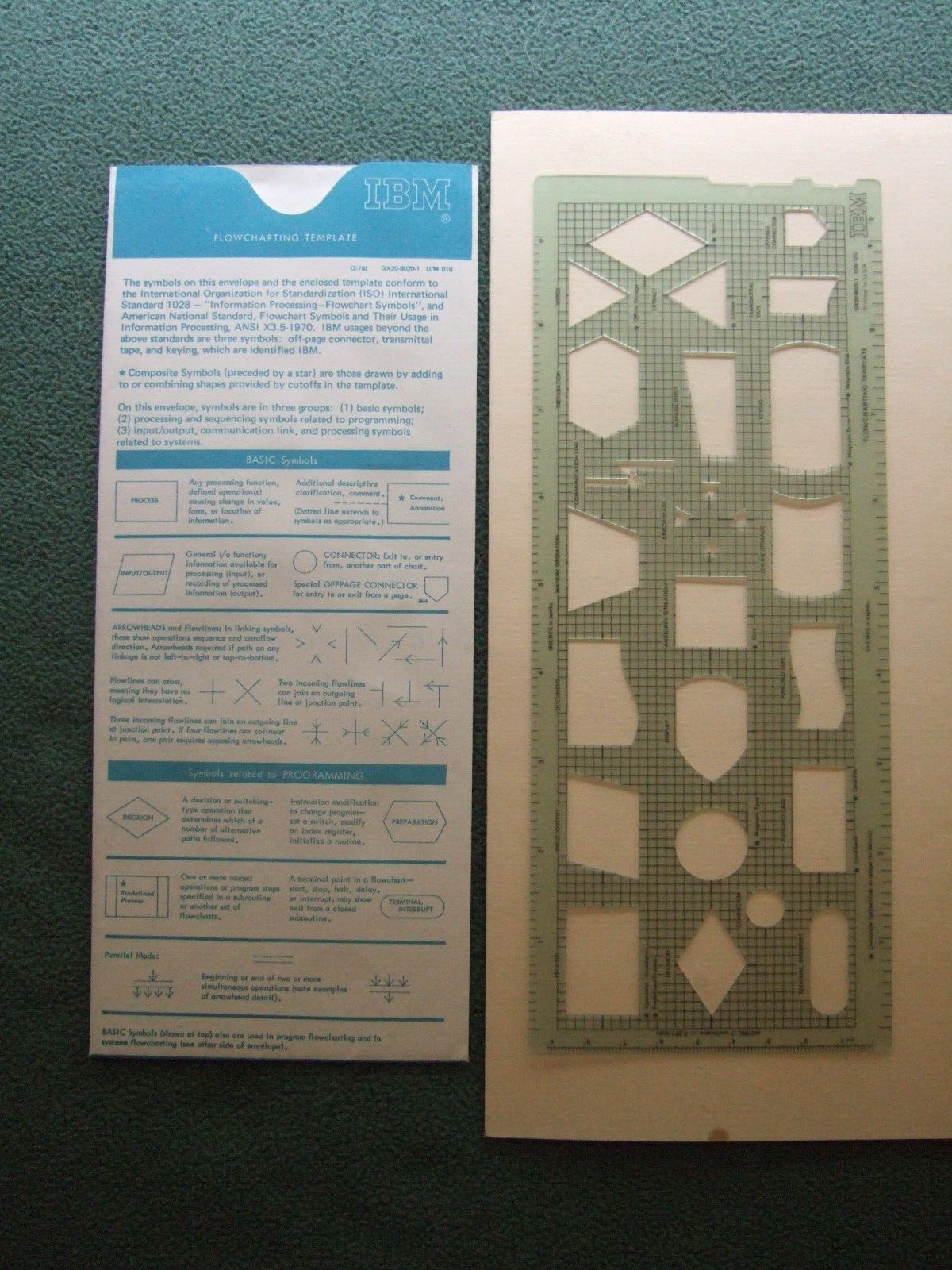 Vintage IBM Flowcharting Template GX20-8020-1 in Original Paper Sleeve