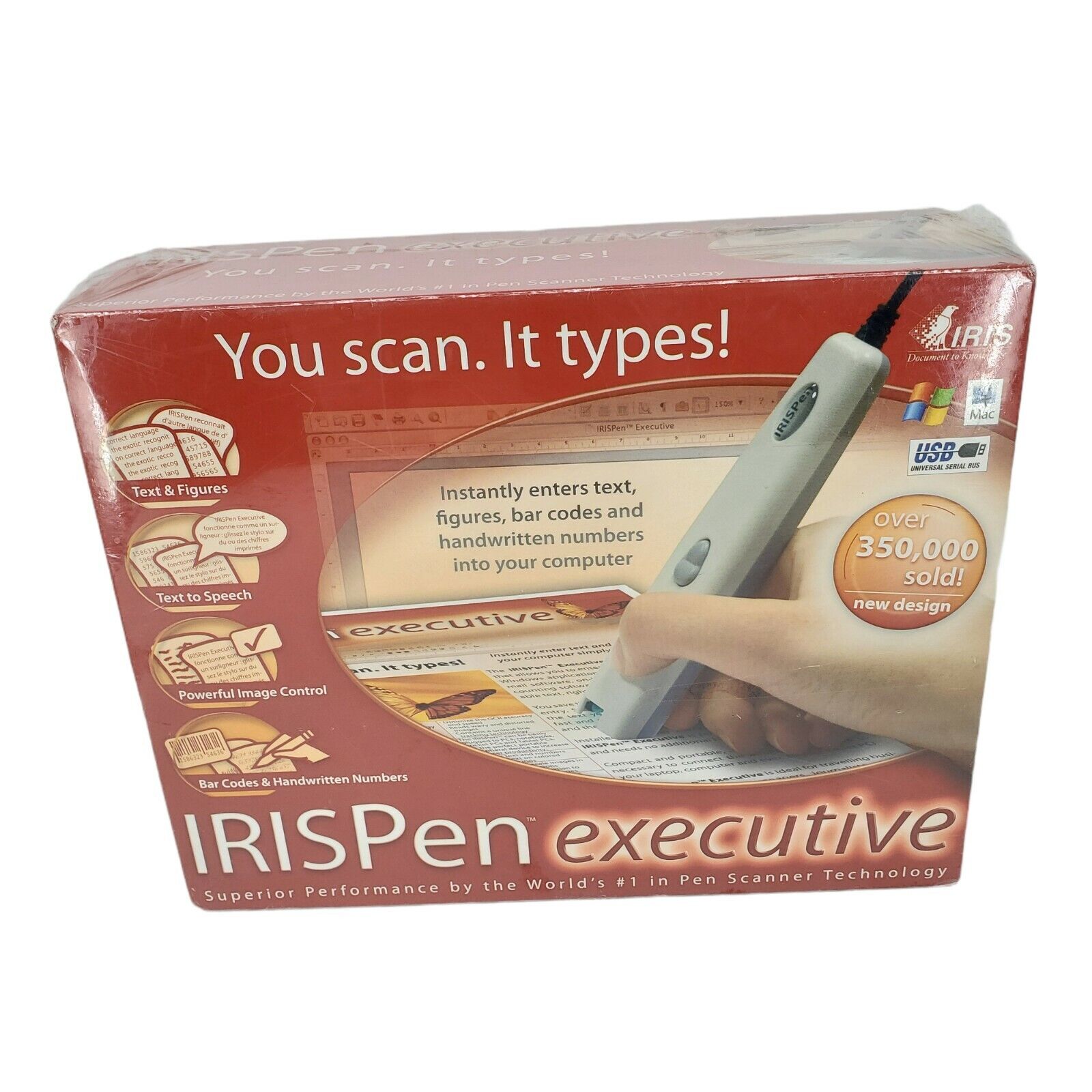 Iris Pen Executive Electronic Scanner Highlighter Mac PC USB Barcode New SEALED