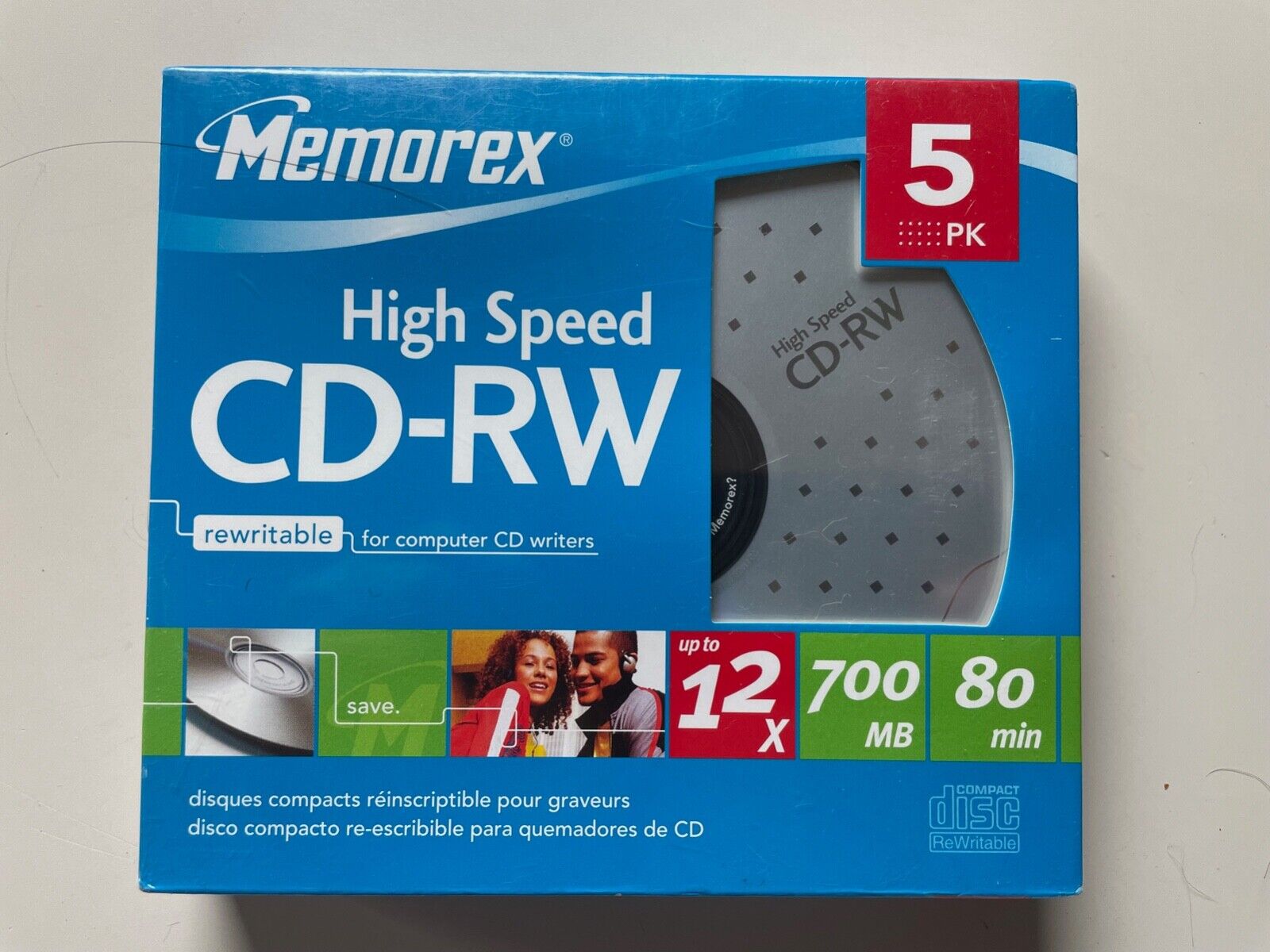 Memorex High Speed CD-RW  5pk With Jewel Cases - NEW In Box, Sealed.