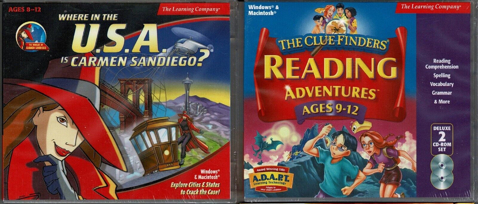 Where in the USA is Carmen SanDiego & Cluefinders Reading 9-12 Pc New XP