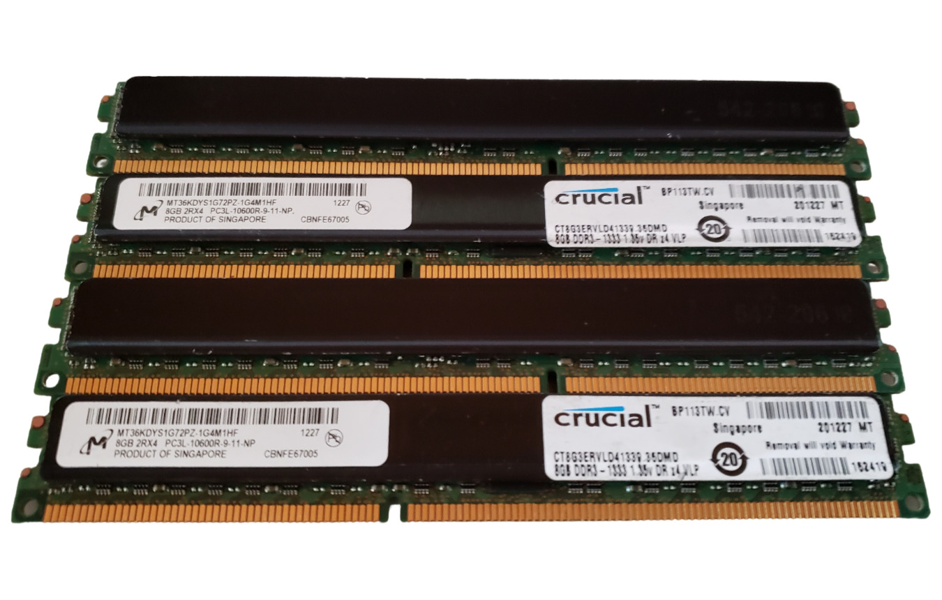 (4 Piece) Crucial Micron CT8G3ERVLD41339 DDR3-1333 32GB (4x8GB) Server Memory
