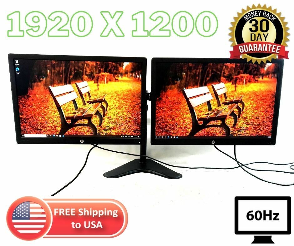 Dual 2x HP E242 24inch 1920 X 1200 Widescreen IPS LED Monitor (Grade A) + HDMIs