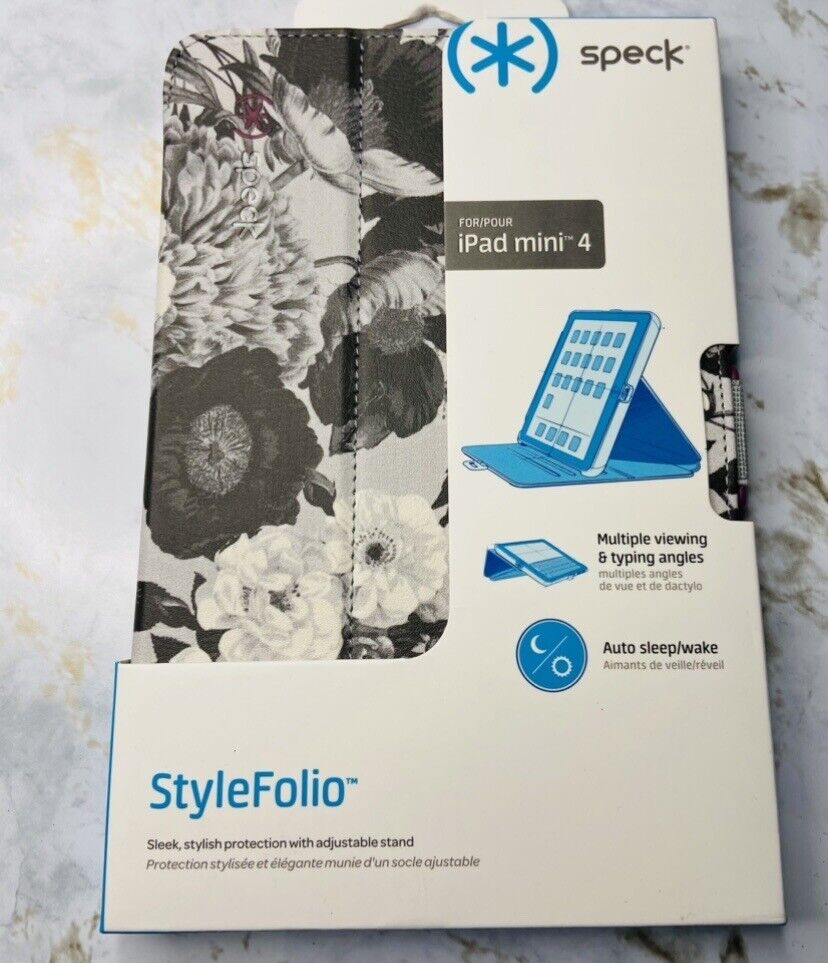 Speck Stylefolio Tablet iPad Mini 4 Case Cover Floral Plaid With Stand NEW