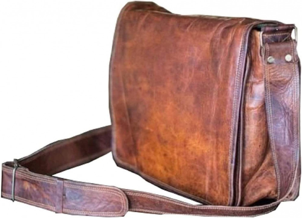 18 inch Leather Full Flap Messenger Handmade Bag Laptop Satchel Bag... 