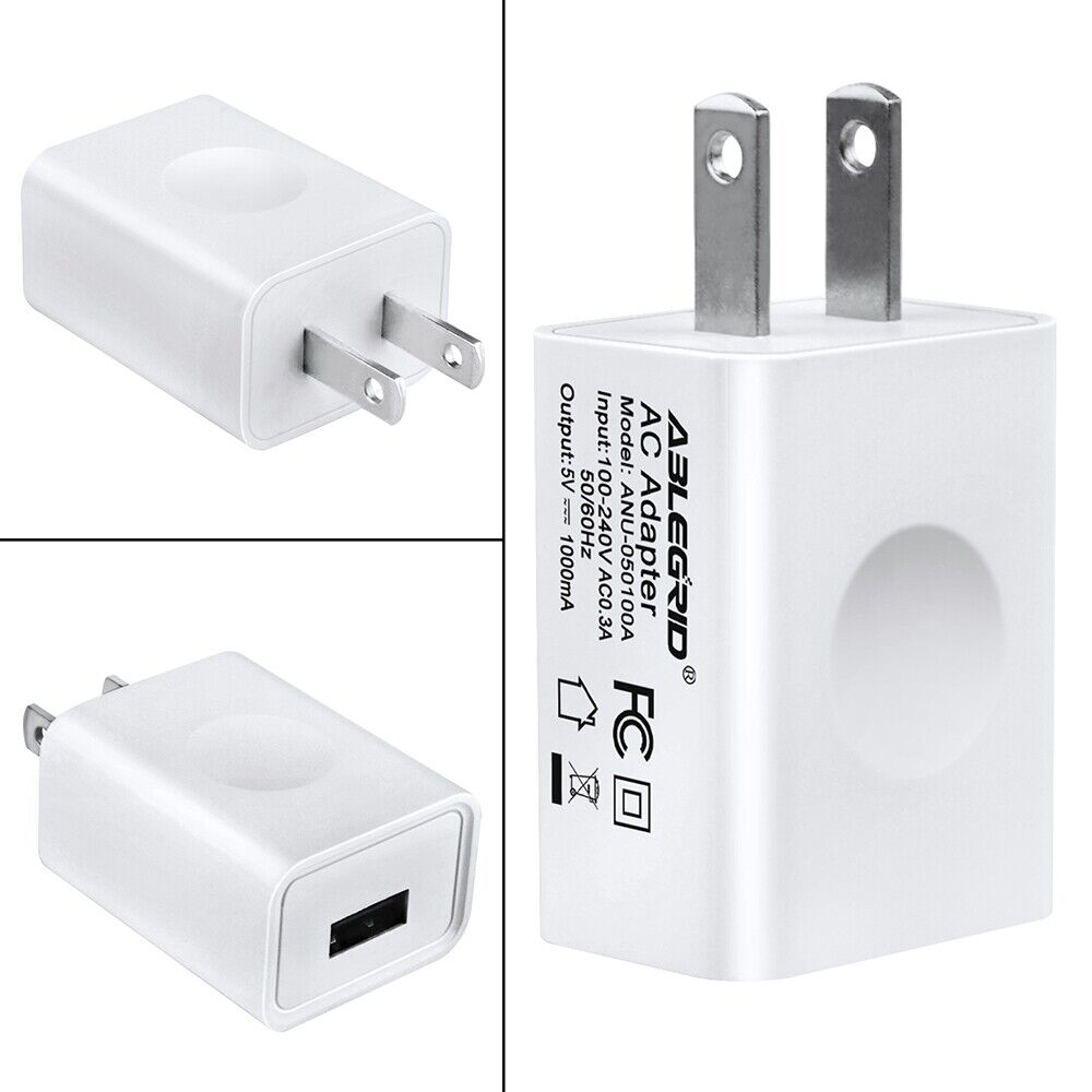 White 5V 1A USB Port Wall Charger 5 Volt 1 Amp AC-DC Power Adapter Converter 5W