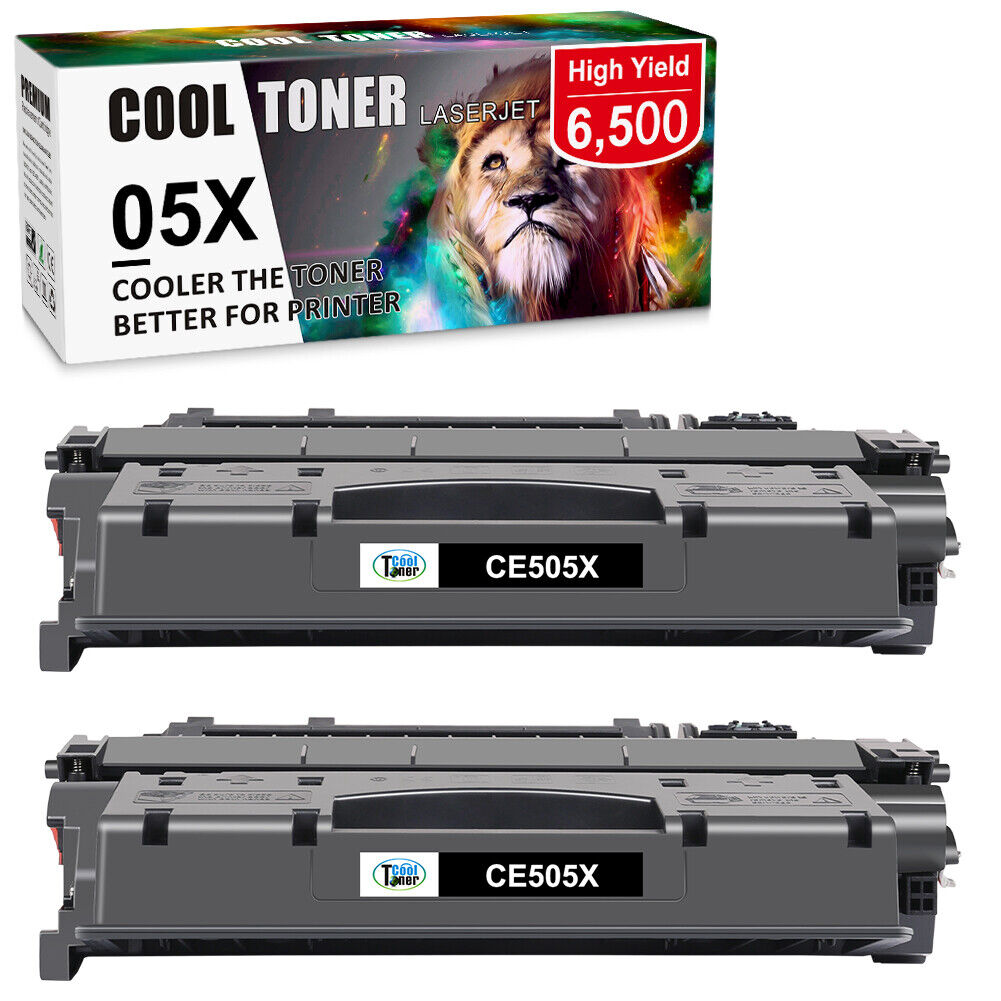 2PK CE505X Toner Cartridge Compatible With HP 05X LaserJet P2050 P2055x P2055