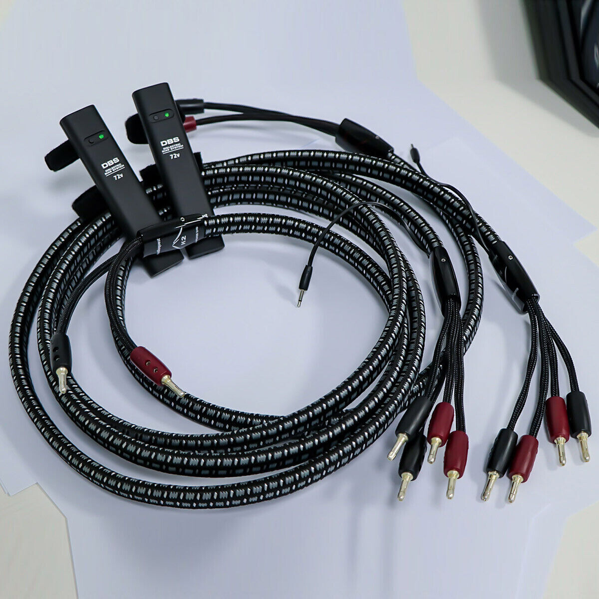 Pair HiFi K2 Bi-wire/Single-wire with 72V DBS Speaker Cables+Silver Banana Plugs