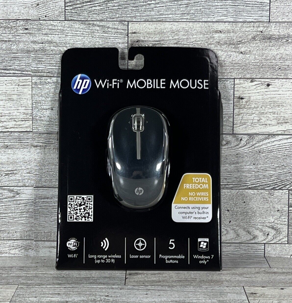 Genuine HP Wi-Fi Wireless Mobile Mouse Black & Silver Windows 7 Only New Sealed