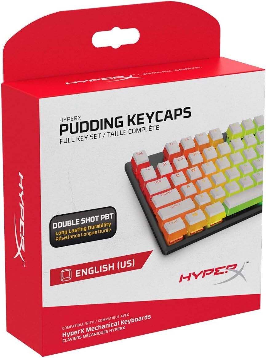 HyperX Pudding Keycaps - Double Shot PBT Keycap Set with Translucent Layer - US