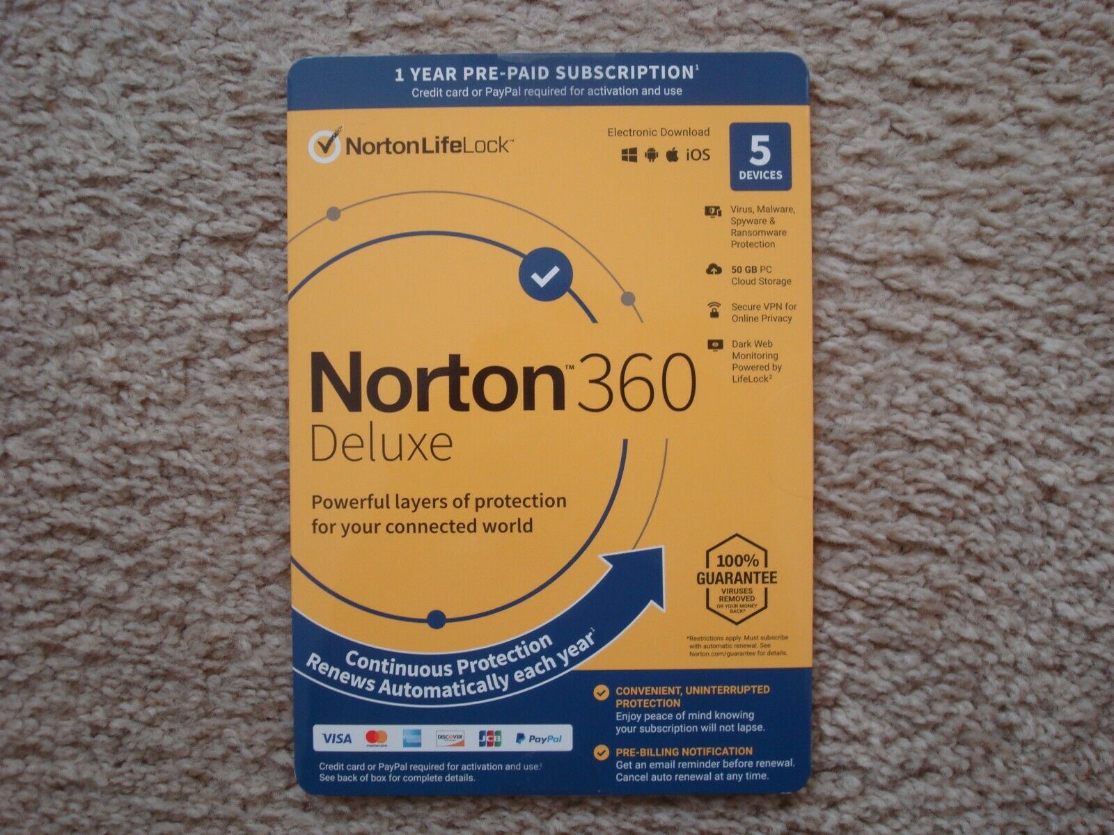 New Norton 360 Deluxe 2024 5 Devices Antivirus Internet,secure VPN,50GB, Sealed