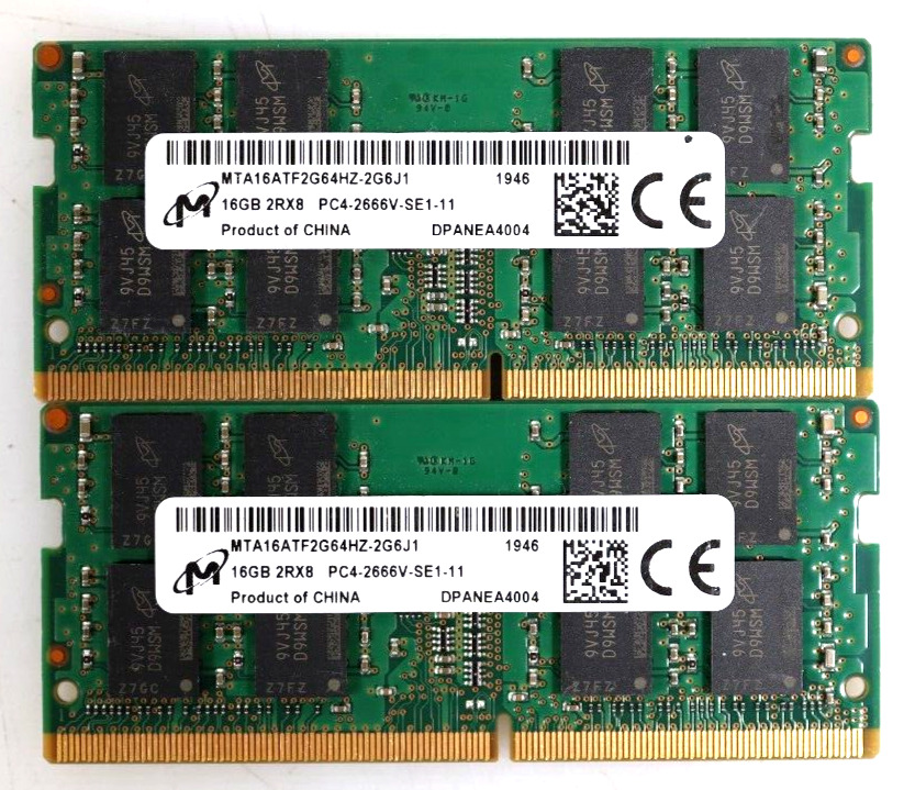 LOT 2x 16GB (32GB) Micron MTA16ATF2G64HZ-2G6J1 SODIMM Laptop Memory